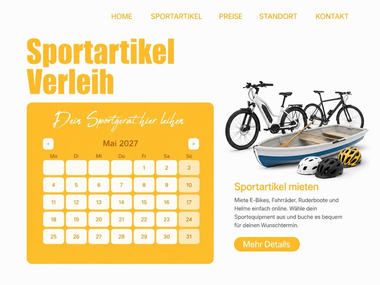 Buchungskalender Sport Equipment Verleih Software
