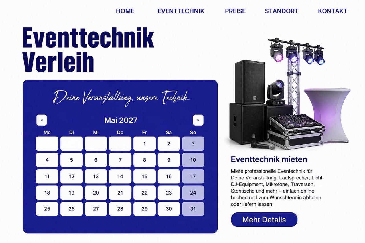 Buchungskalender für Eventequipment und Veranstaltungstechnik