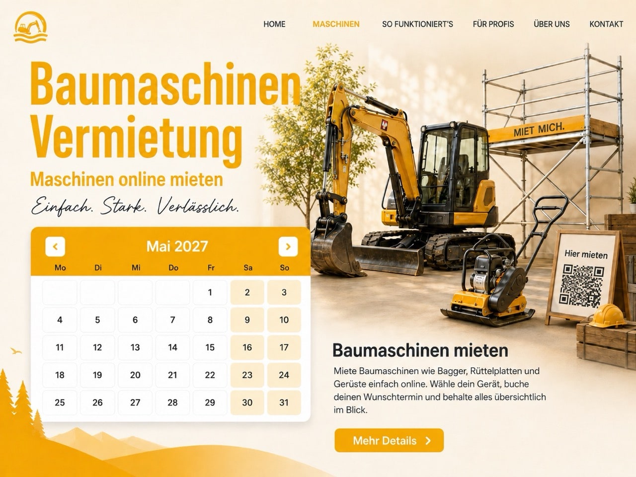 Software für Baumaschinenvermietung Oberfläche