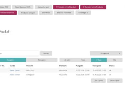 Verleih System Screenshot