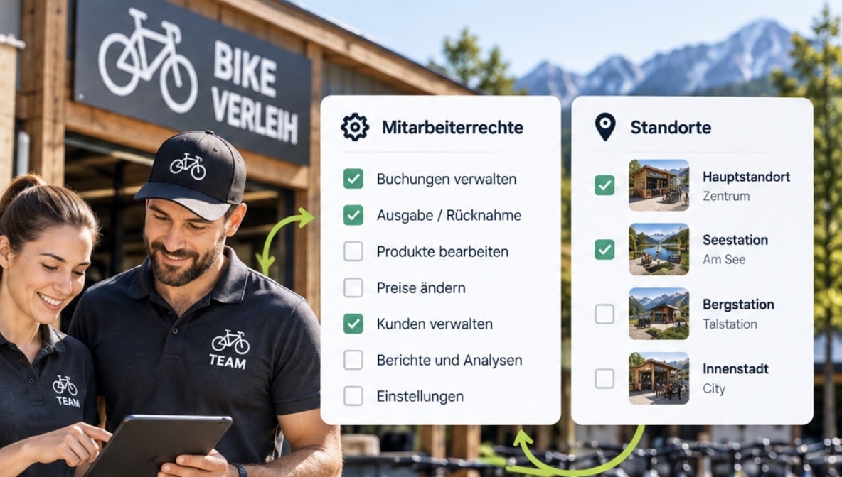 Mitarbeiter Zugriffsrechte Fahrradverleih Software
